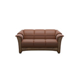 Stressless Oslo 2-Seater Sofa with Wood in Paloma New Cognac, Teak, front view