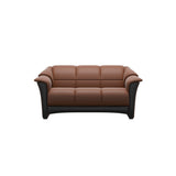 Stressless Oslo 2-Seater Sofa with Wood in Paloma New Cognac, Black, front view
