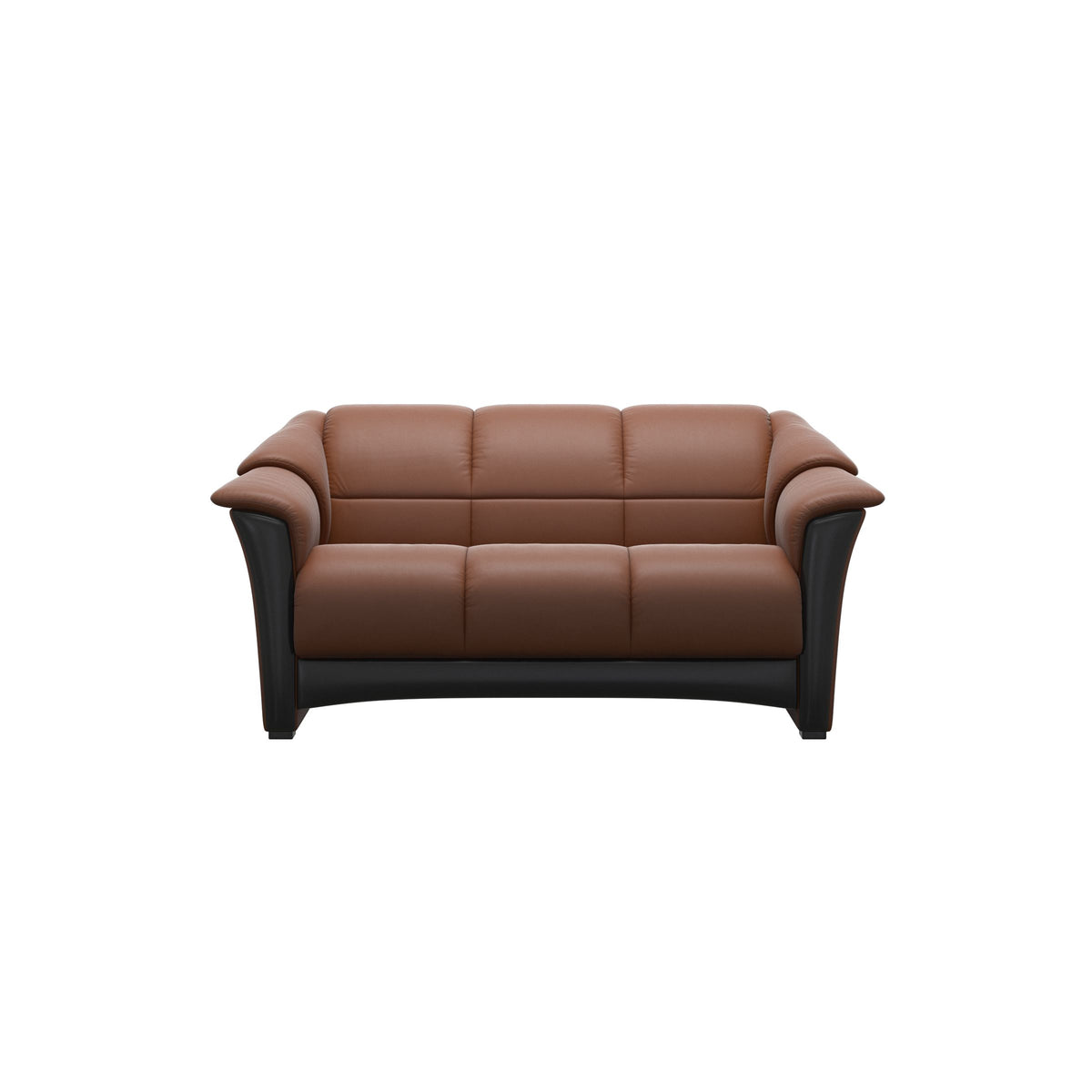 Stressless Oslo 2-Seater Sofa with Wood in Paloma New Cognac, Black, front view