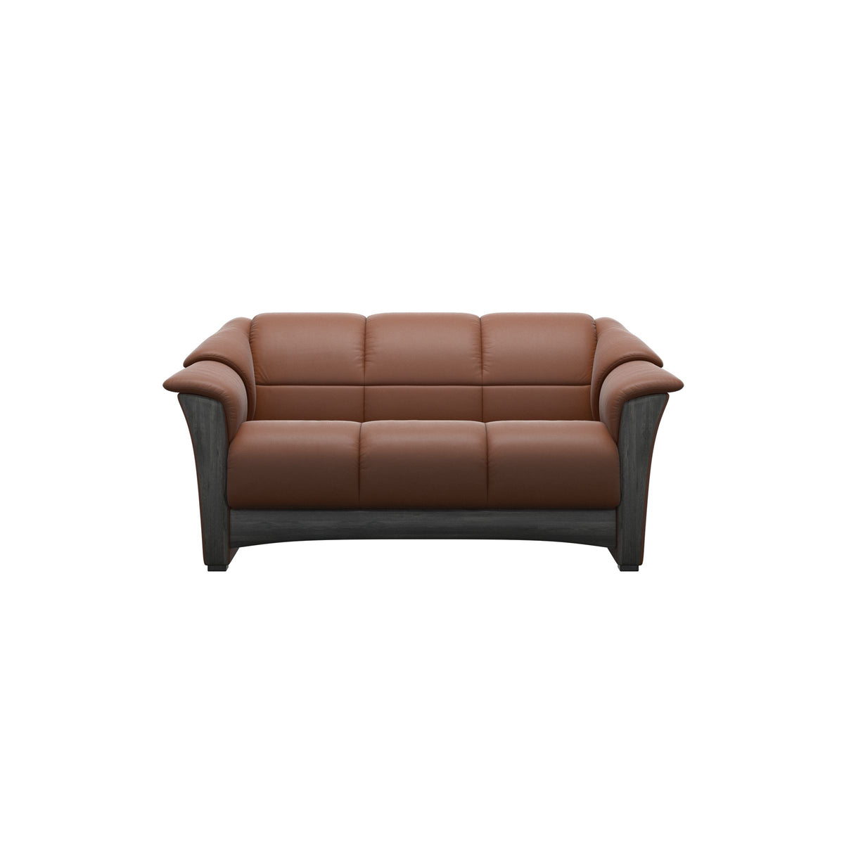 Stressless Oslo 2-Seater Sofa with Wood in Paloma New Cognac, Grey, front view