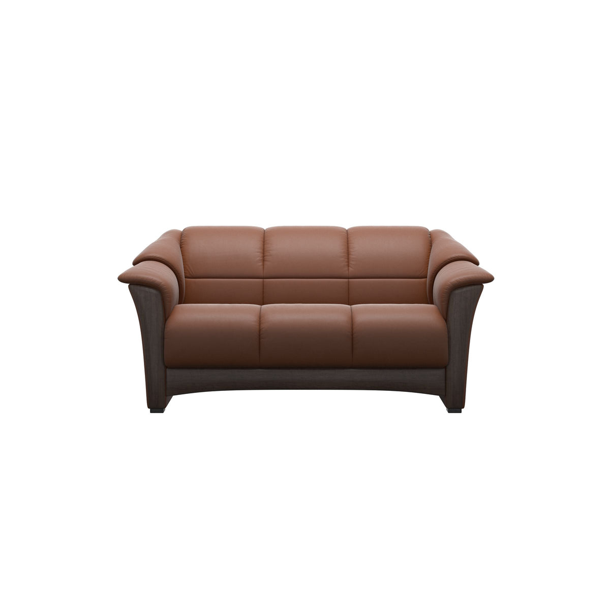Stressless Oslo 2-Seater Sofa with Wood in Paloma New Cognac, Wenge, front view