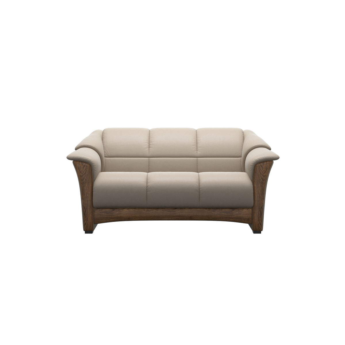 Stressless Oslo 2-Seater Sofa with Wood in Paloma Mushroom, Teak, front view