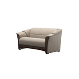 Stressless Oslo 2-Seater Sofa with Wood in Paloma Mushroom, Brown, side view