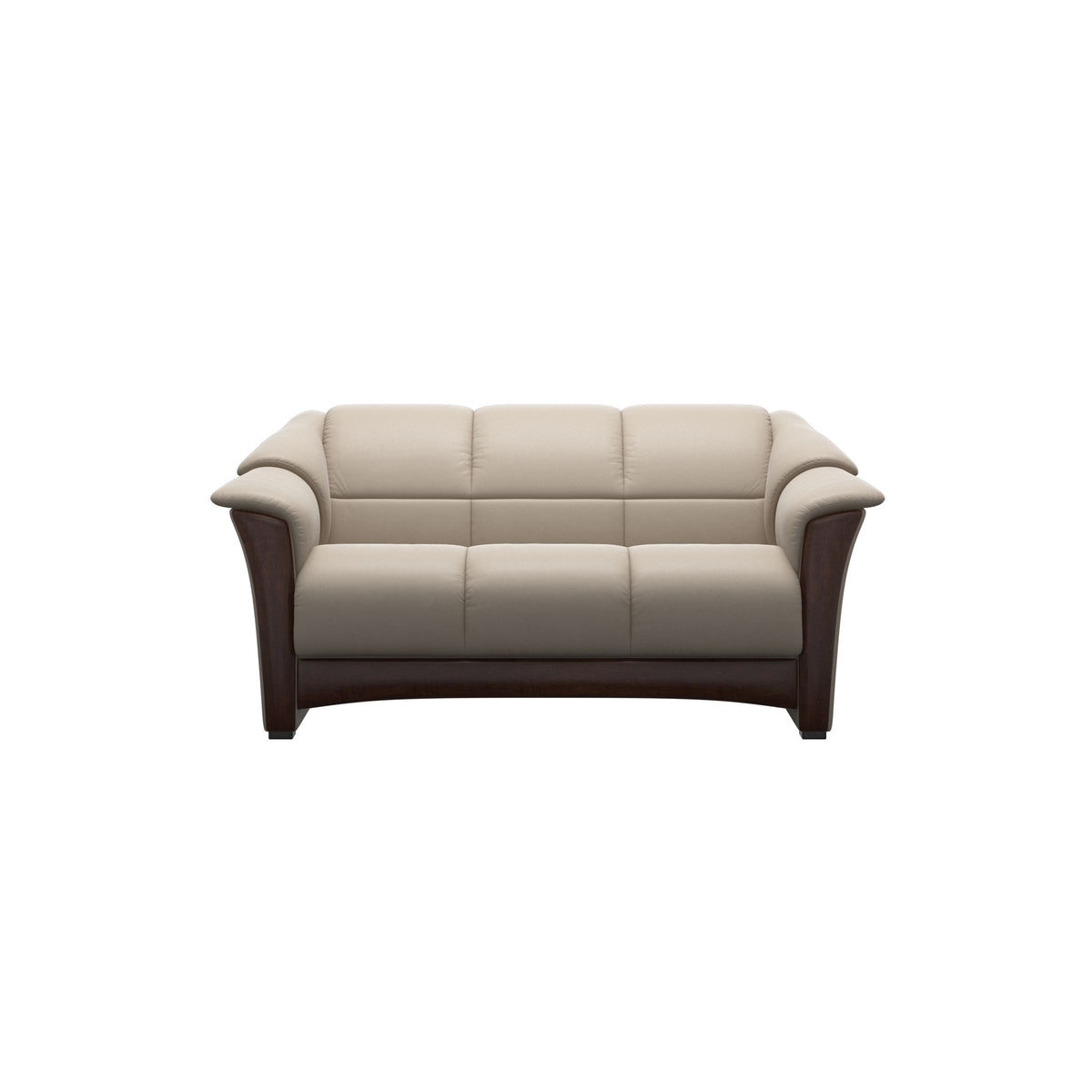 Stressless Oslo 2-Seater Sofa with Wood in Paloma Mushroom, Brown, front view