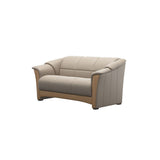 Stressless Oslo 2-Seater Sofa with Wood in Paloma Mushroom, Oak, side view