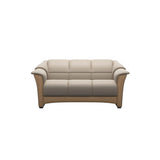 Stressless Oslo 2-Seater Sofa with Wood in Paloma Mushroom, Oak, front view