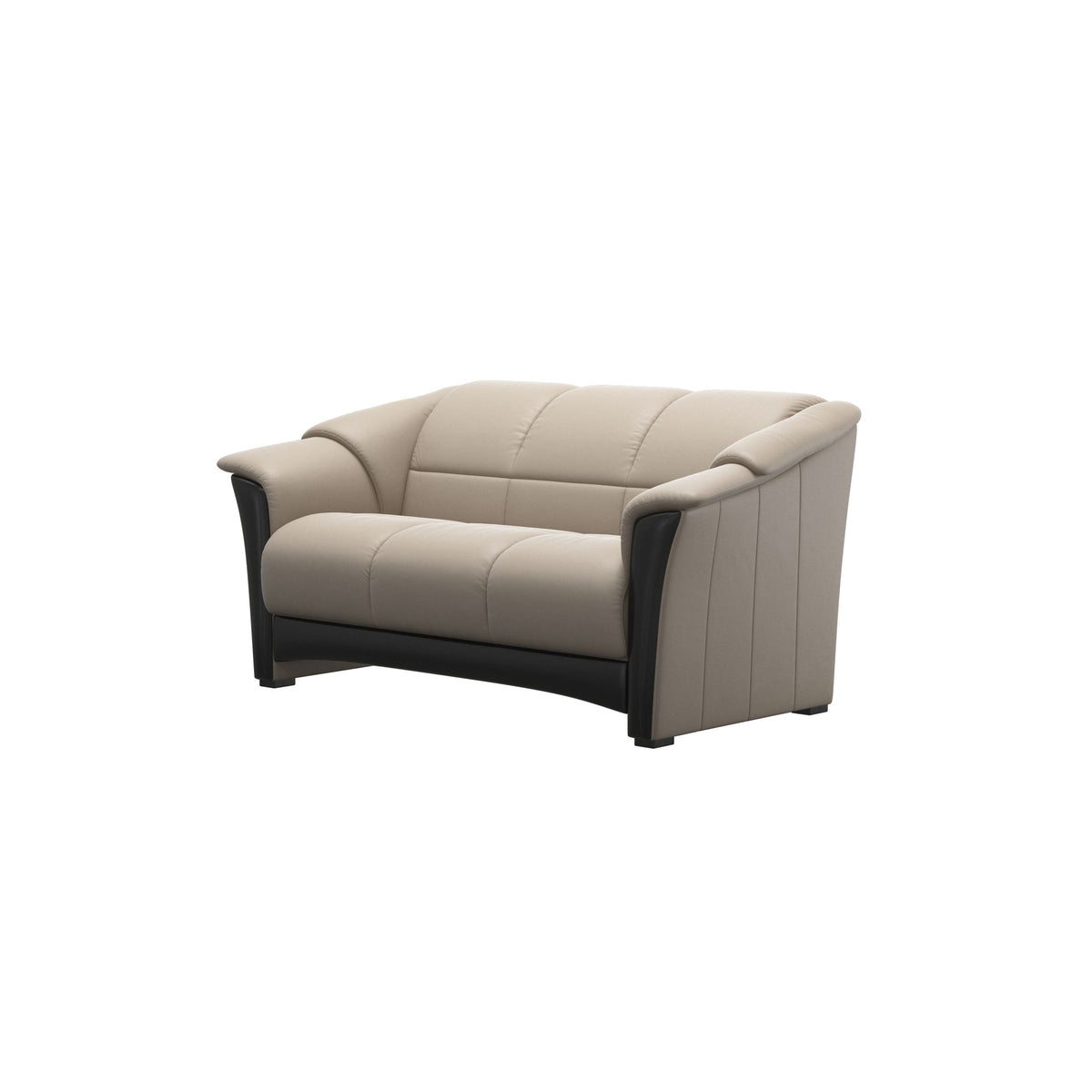 Stressless Oslo 2-Seater Sofa with Wood in Paloma Mushroom, Black, side view
