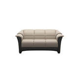 Stressless Oslo 2-Seater Sofa with Wood in Paloma Mushroom, Black, front view
