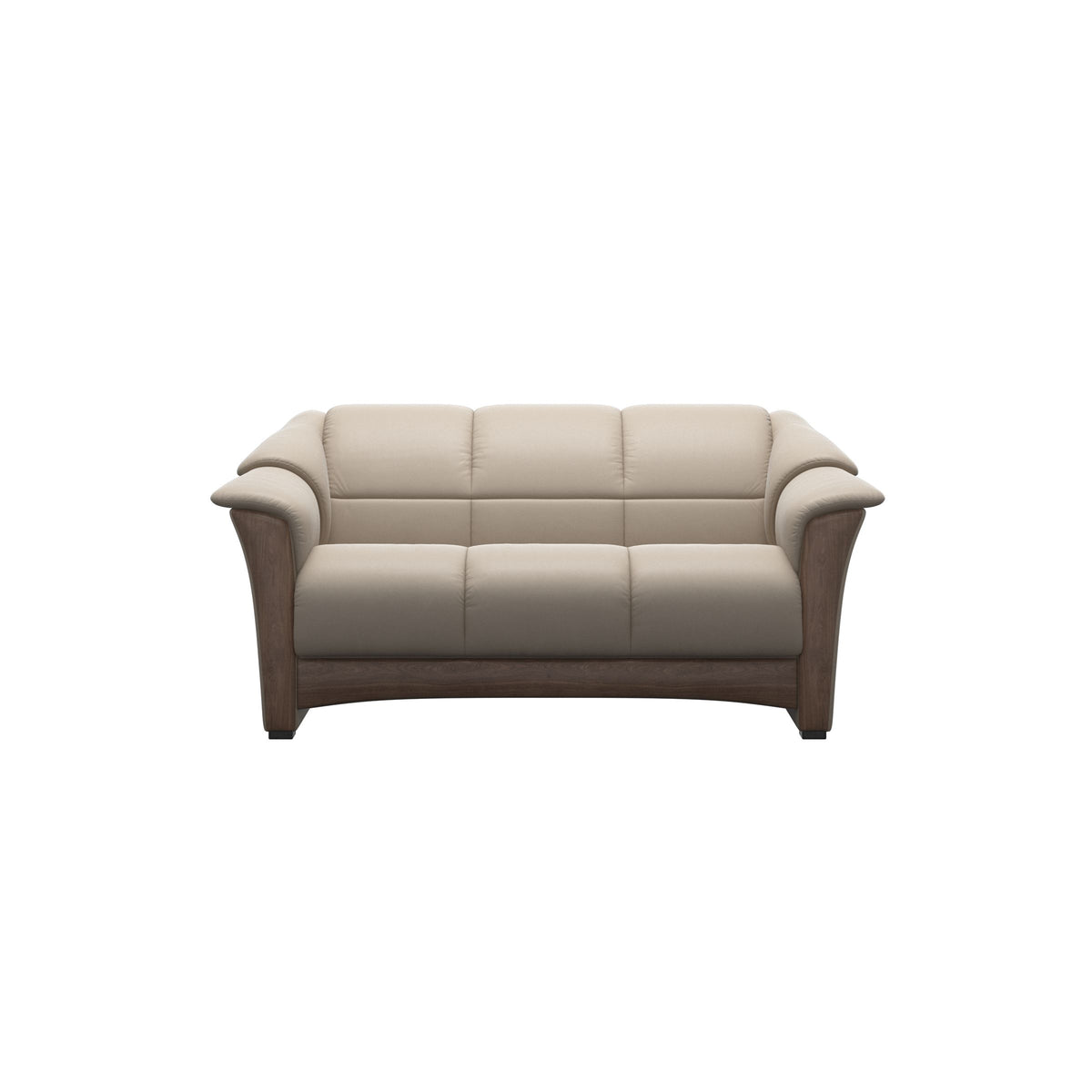 Stressless Oslo 2-Seater Sofa with Wood in Paloma Mushroom, Walnut, front view