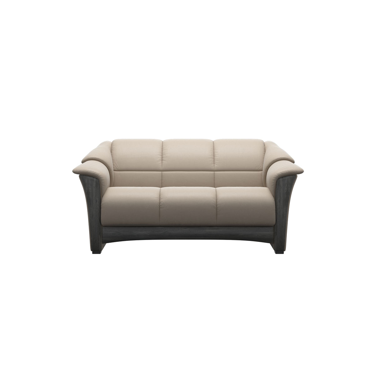 Stressless Oslo 2-Seater Sofa with Wood in Paloma Mushroom, Grey, front view