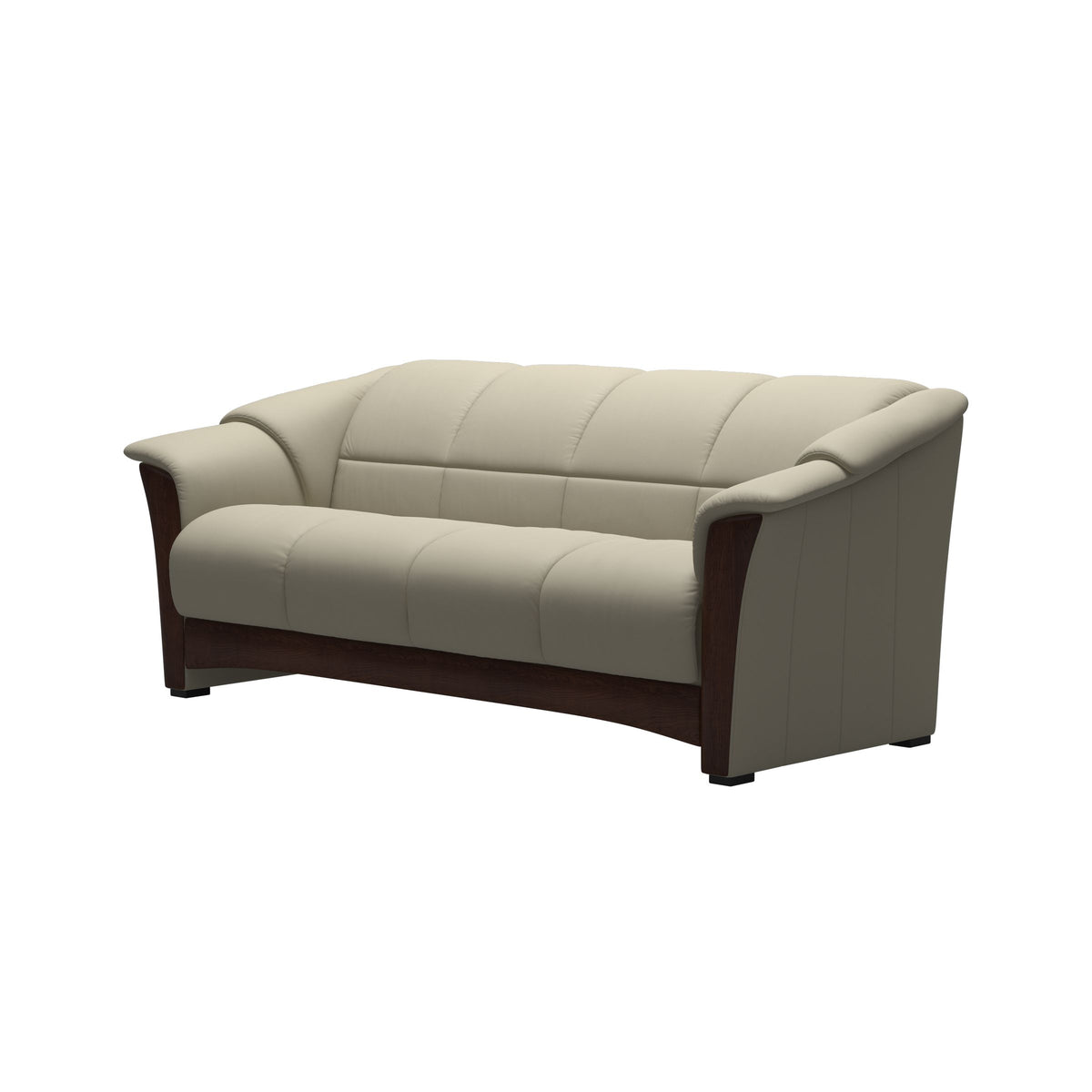 Stressless Oslo 3-Seater Sofa with Wood in Paloma Light Grey, Brown, side view
