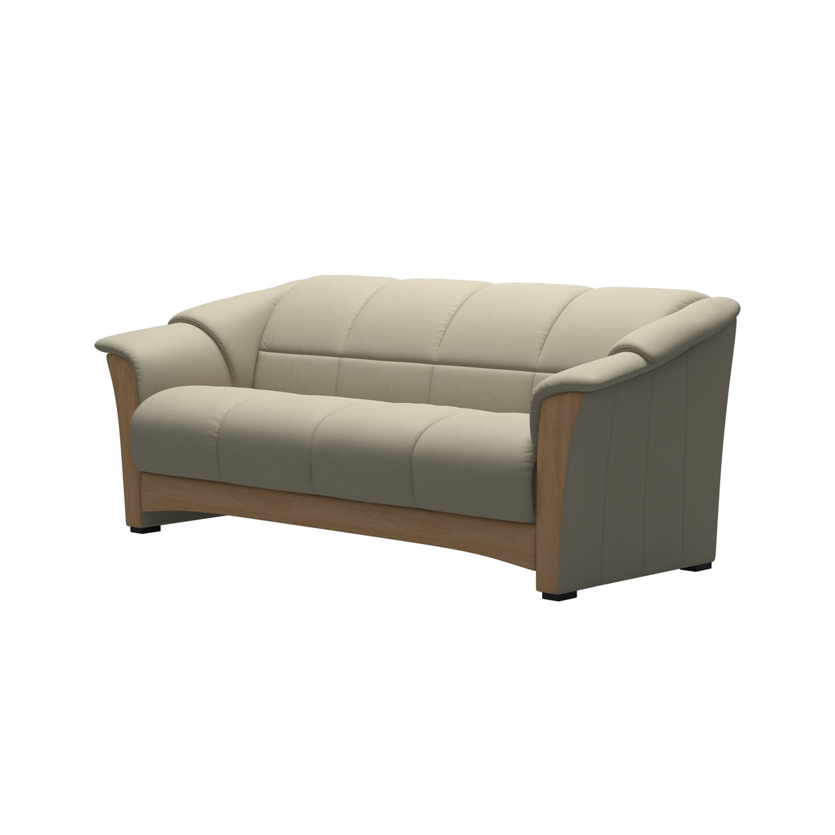 Stressless Oslo 3-Seater Sofa with Wood in Paloma Light Grey, Oak, side view