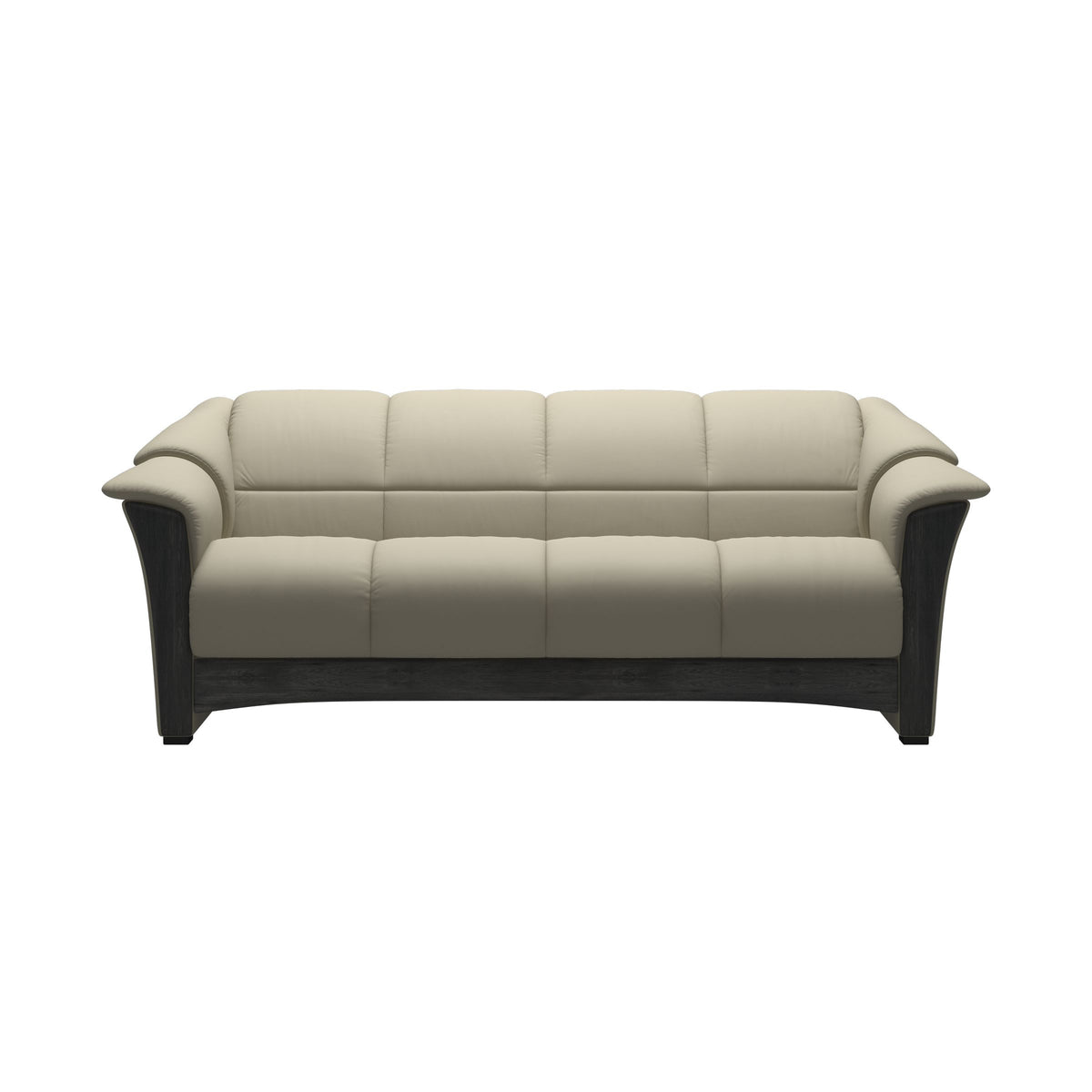 Stressless Oslo 3-Seater Sofa with Wood in Paloma Light Grey, Grey, front view