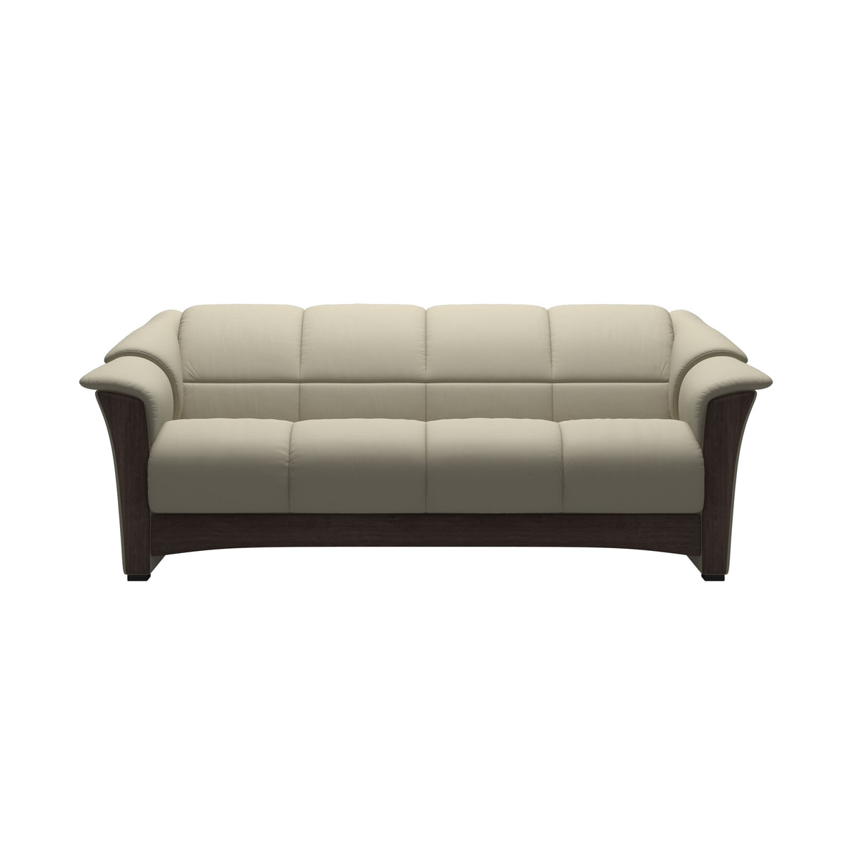 Stressless Oslo 3-Seater Sofa with Wood in Paloma Light Grey, Wenge, front view