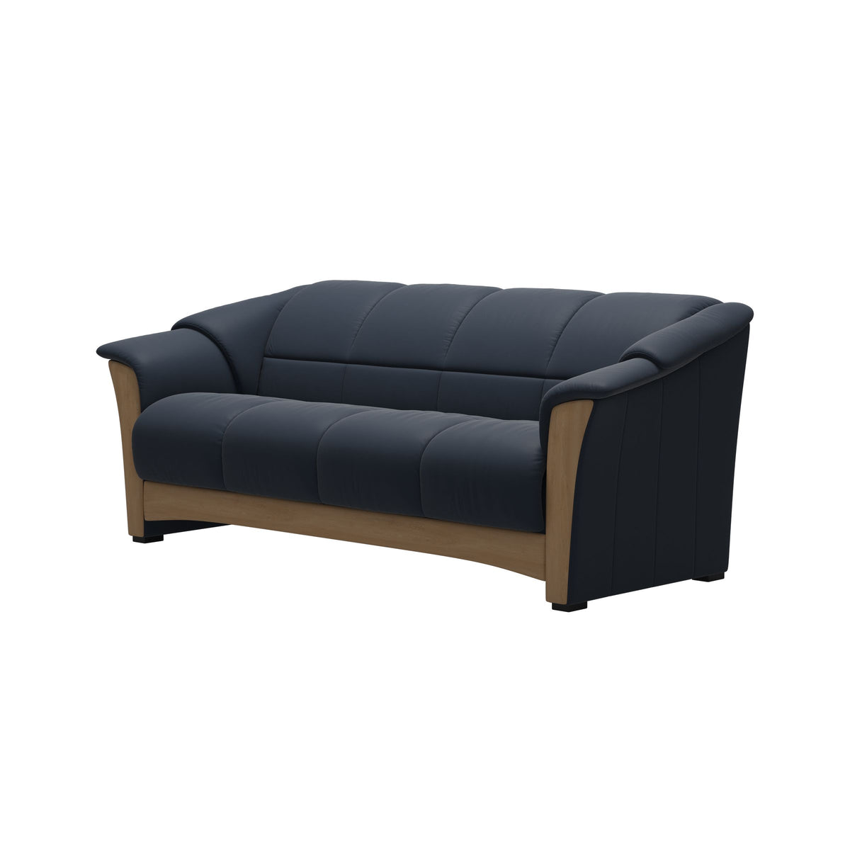 Stressless Oslo 3-Seater Sofa with Wood in Paloma Oxford Blue, Oak, side view