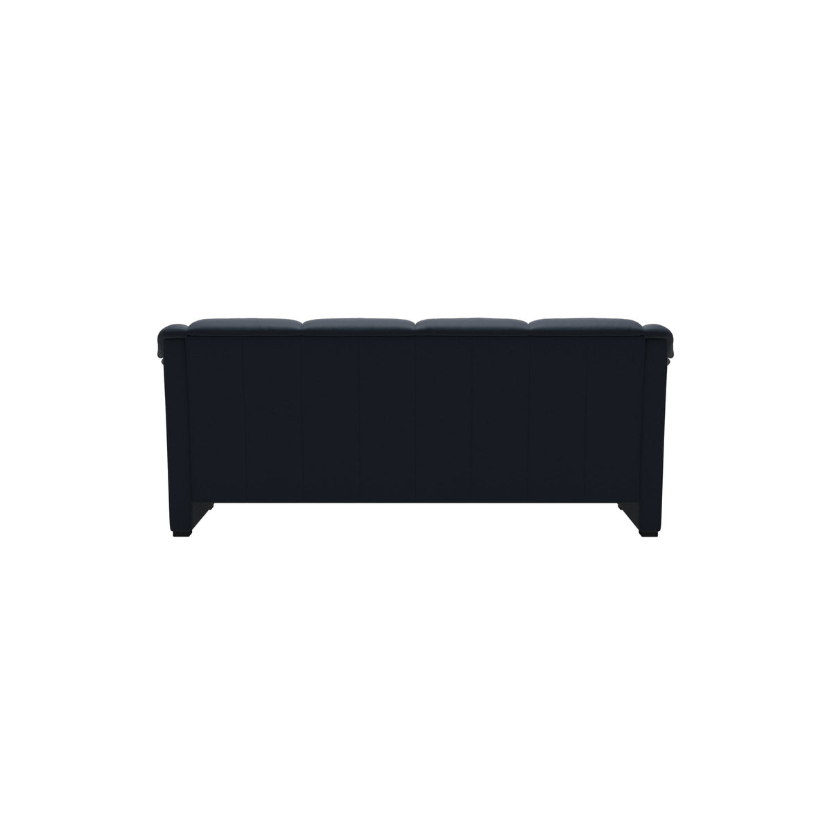 Stressless Oslo 3-Seater Sofa with Wood in Paloma Oxford Blue, Grey, rear three-quarter view