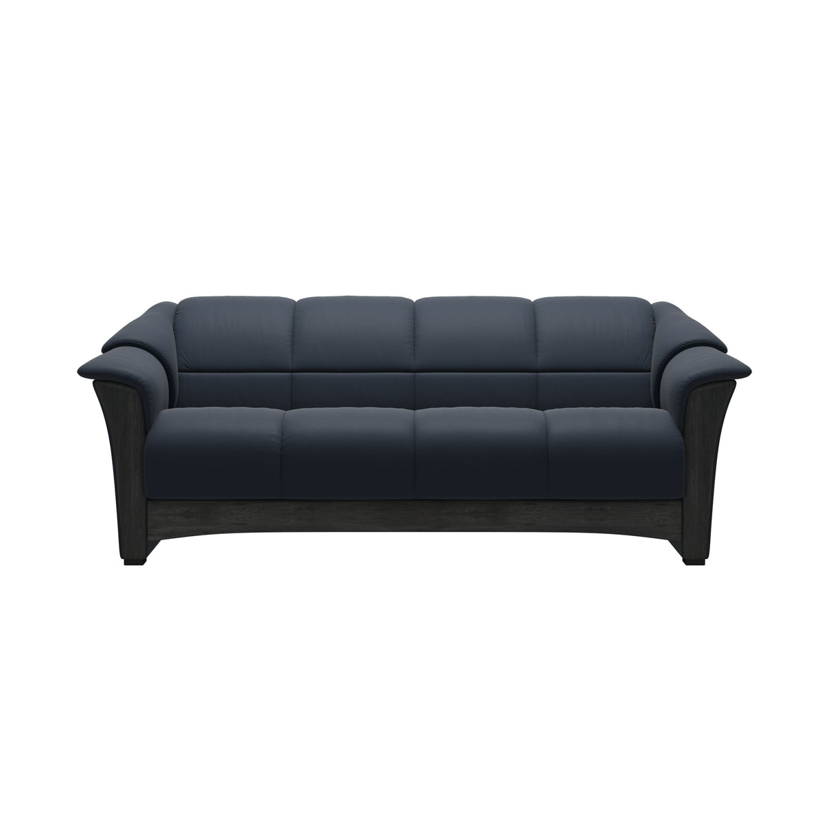 Stressless Oslo 3-Seater Sofa with Wood in Paloma Oxford Blue, Grey, front view