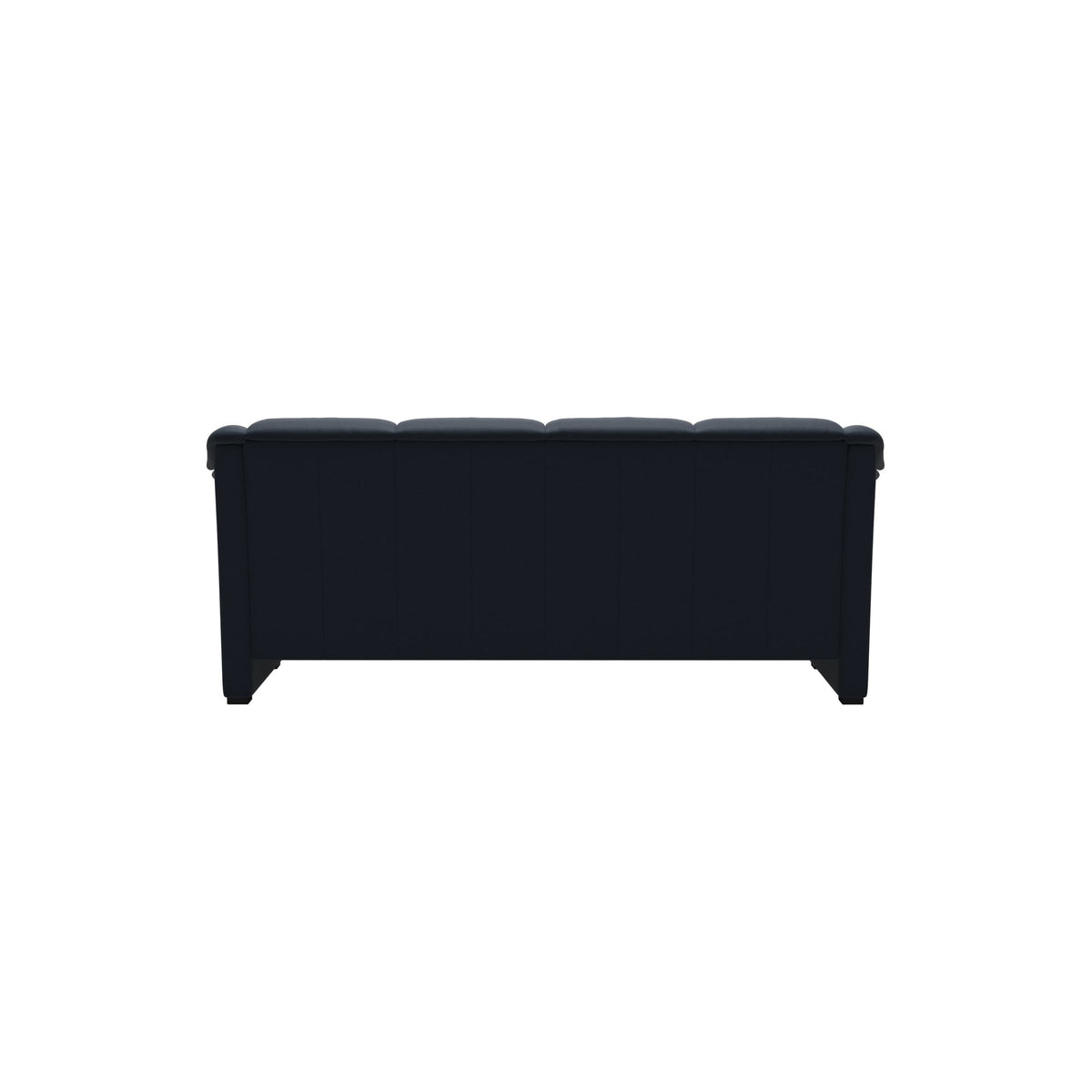 Stressless Oslo 3-Seater Sofa with Wood in Paloma Oxford Blue, Wenge, rear three-quarter view
