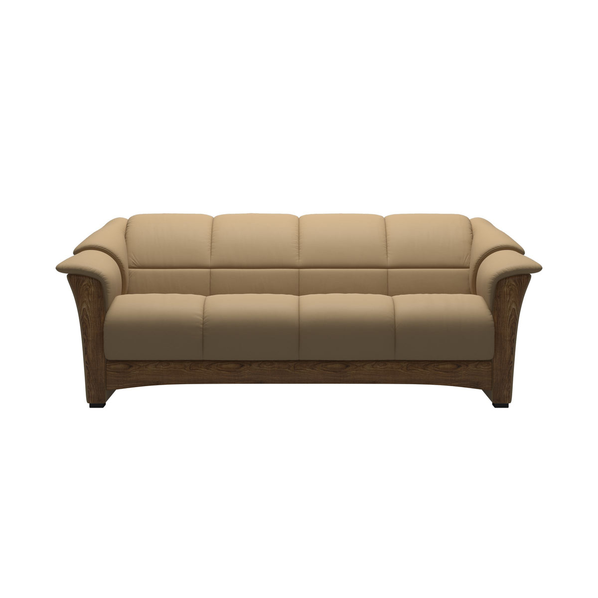 Stressless Oslo 3-Seater Sofa with Wood in Paloma Sand, Teak, front view