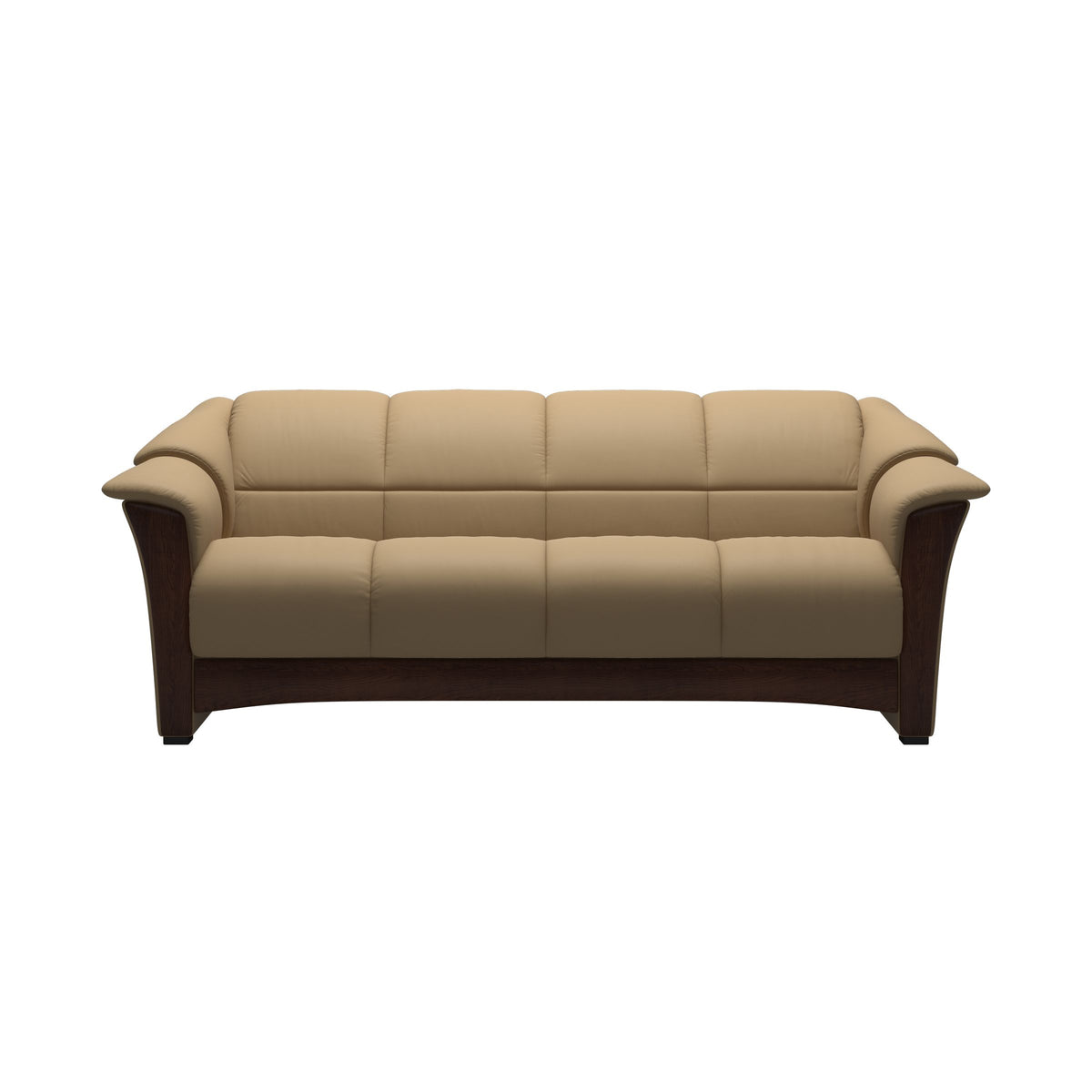 Stressless Oslo 3-Seater Sofa with Wood in Paloma Sand, Brown, front view