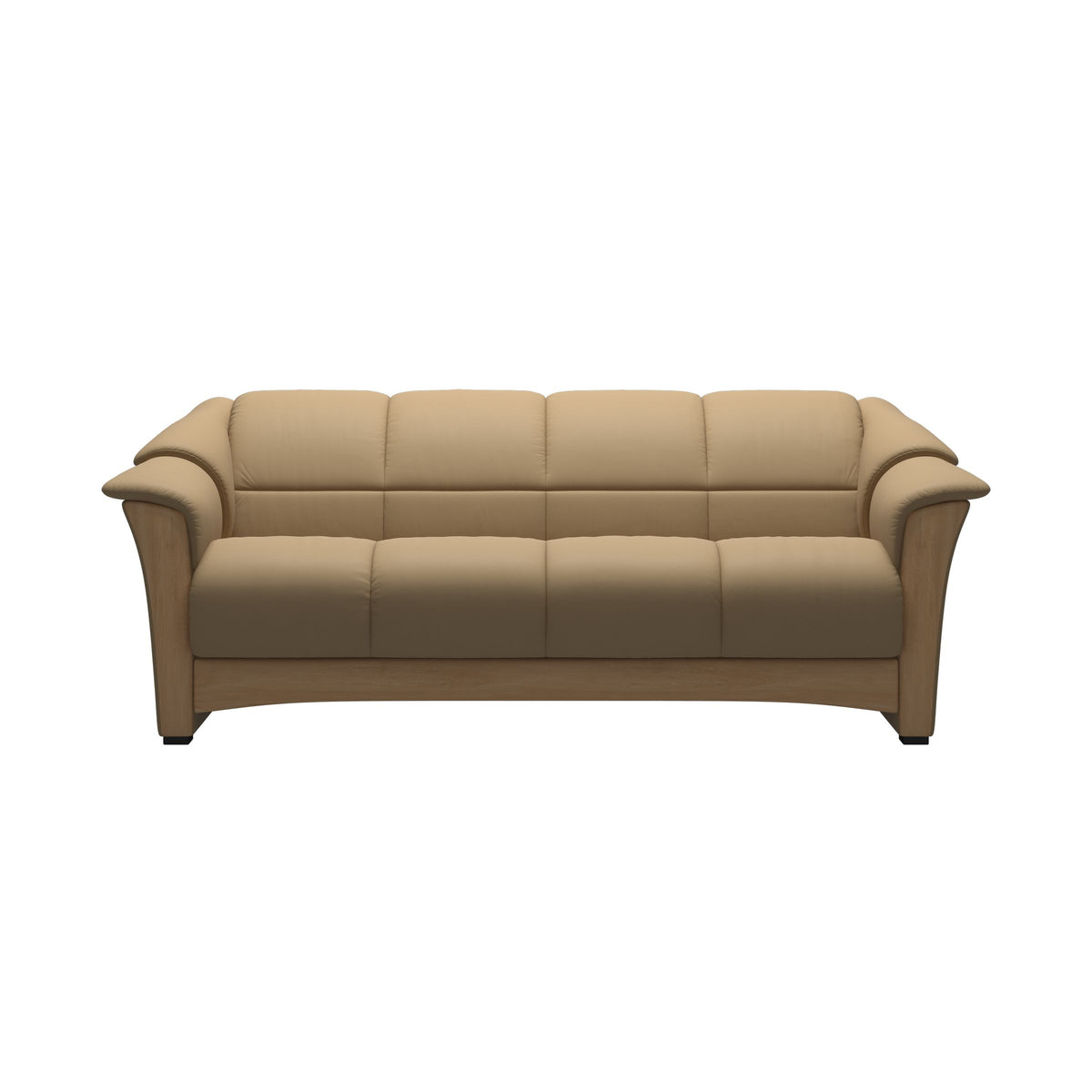 Stressless Oslo 3-Seater Sofa with Wood in Paloma Sand, Oak, front view