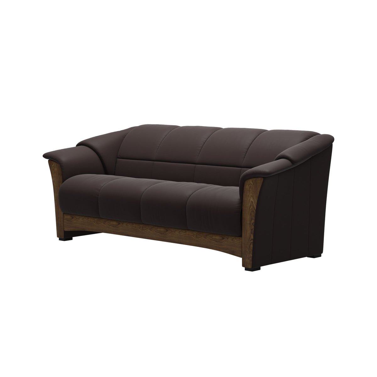 Stressless Oslo 3-Seater Sofa with Wood in Paloma Chocolate, Teak, side view