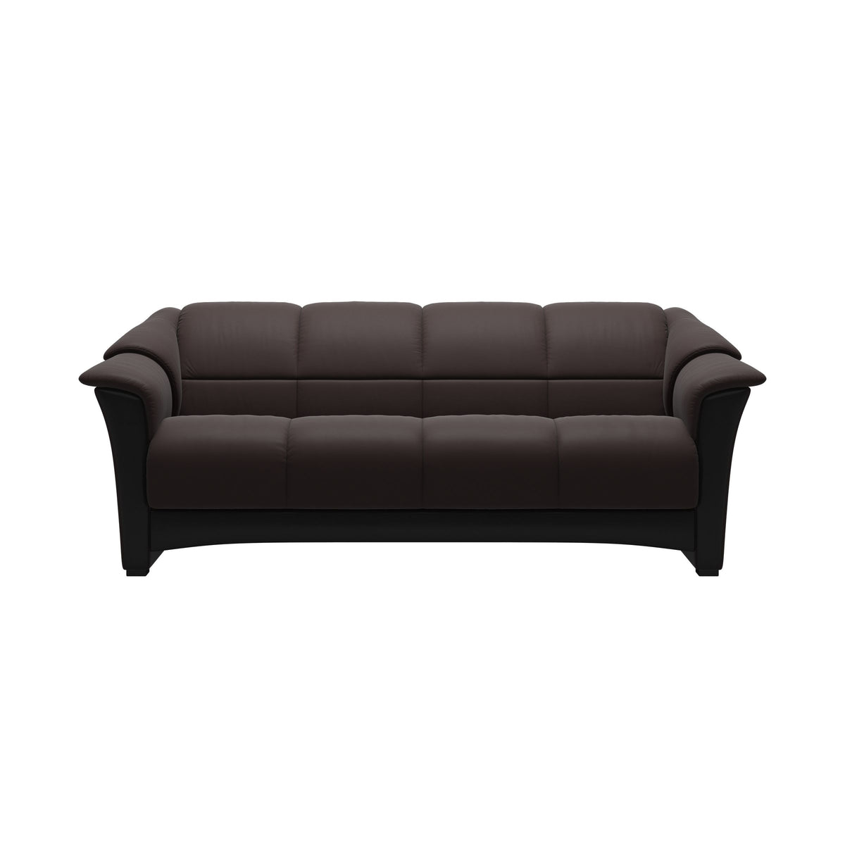 Stressless Oslo 3-Seater Sofa with Wood in Paloma Chocolate, Black, front view