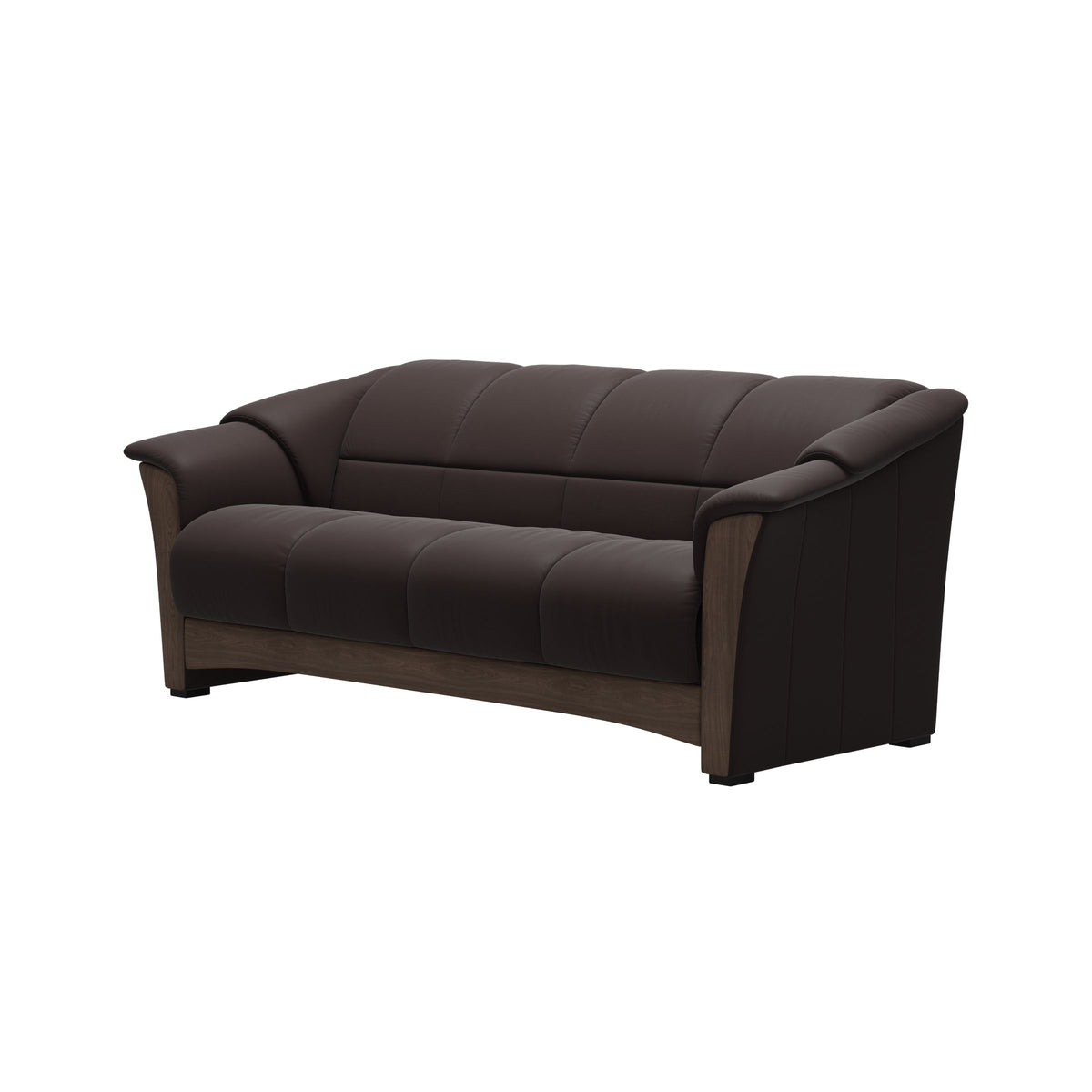Stressless Oslo 3-Seater Sofa with Wood in Paloma Chocolate, Walnut, side view