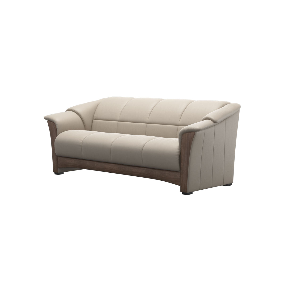 Stressless Oslo 3-Seater Sofa with Wood in Paloma Fog, Walnut, side view
