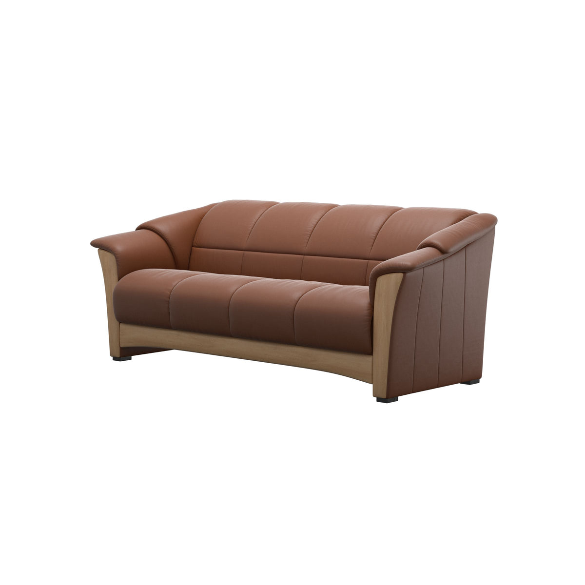 Stressless Oslo 3-Seater Sofa with Wood in Paloma New Cognac, Oak, side view
