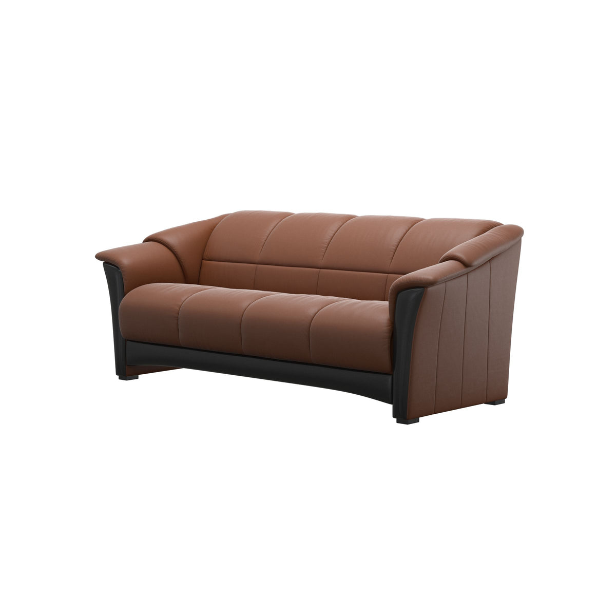 Stressless Oslo 3-Seater Sofa with Wood in Paloma New Cognac, Black, side view