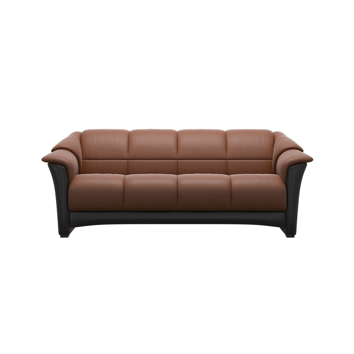 Stressless Oslo 3-Seater Sofa with Wood in Paloma New Cognac, Black, front view
