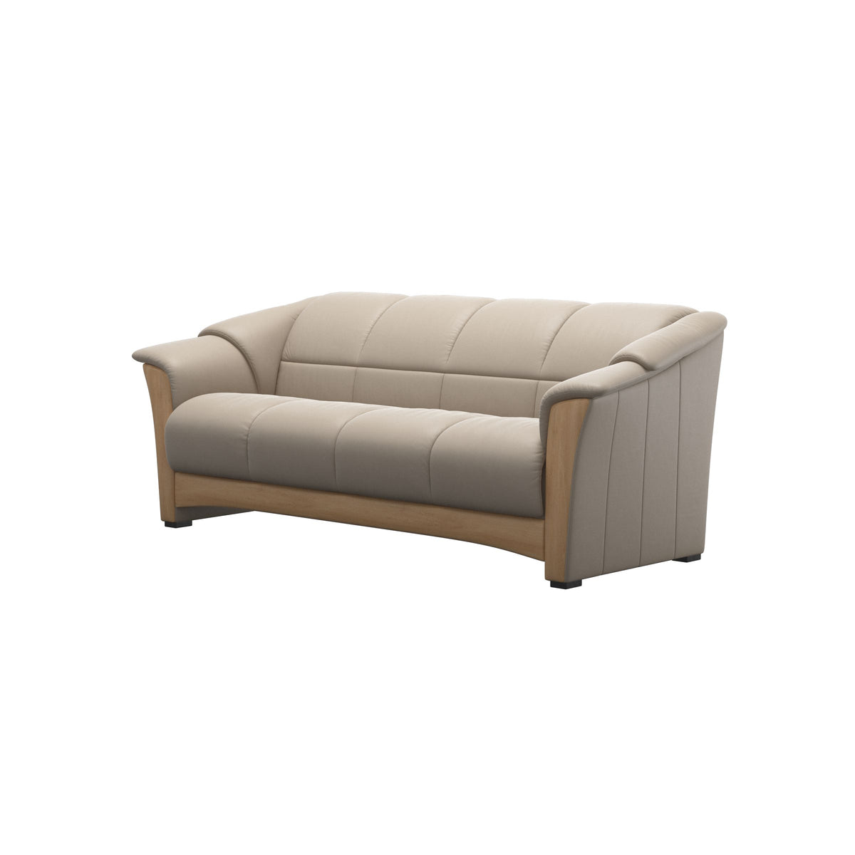 Stressless Oslo 3-Seater Sofa with Wood in Paloma Mushroom, Oak, side view