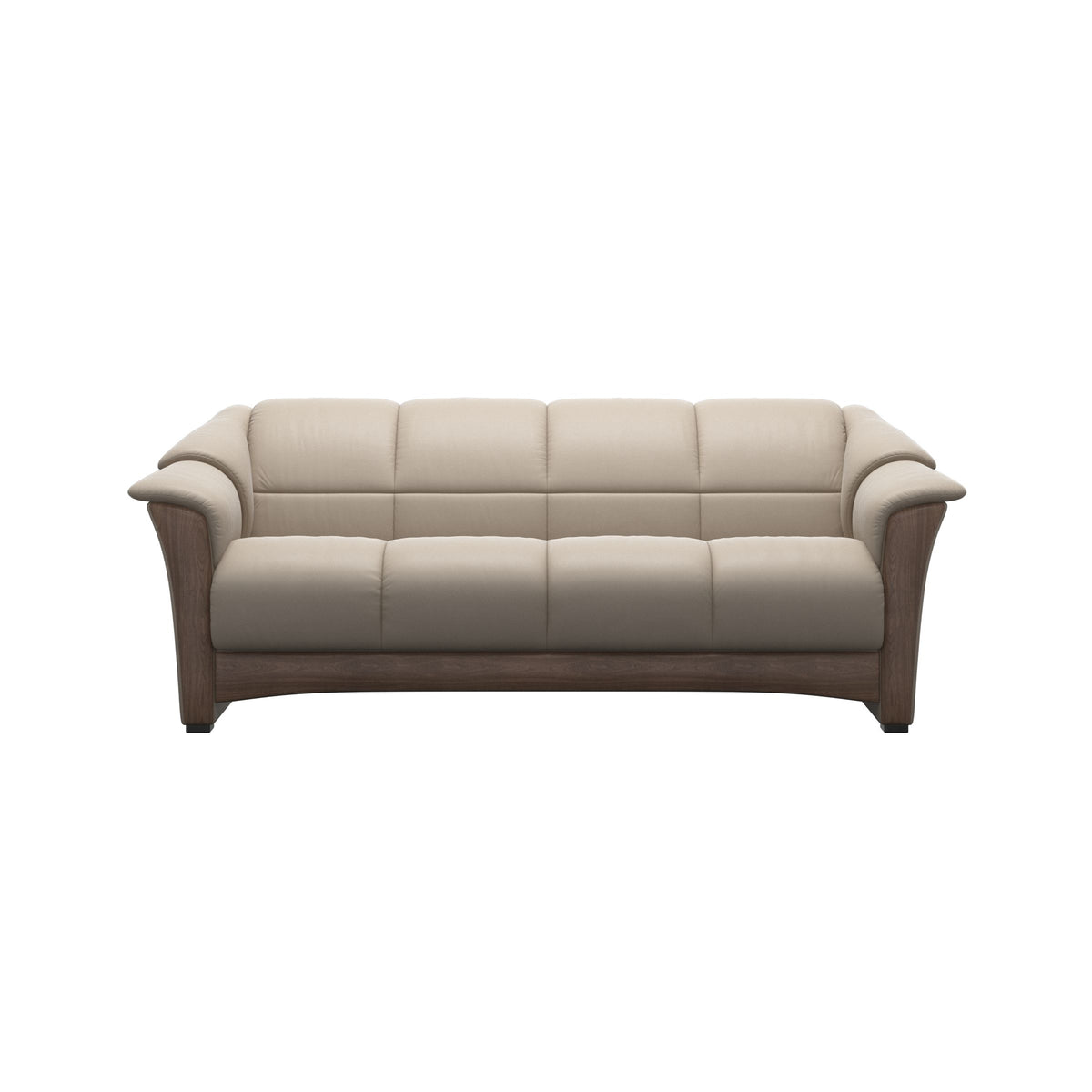 Stressless Oslo 3-Seater Sofa with Wood in Paloma Mushroom, Walnut, front view