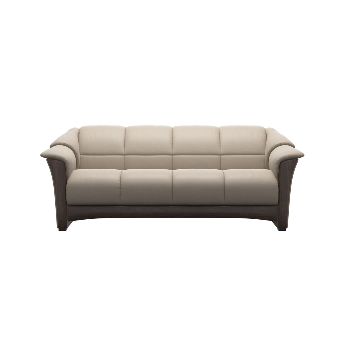 Stressless Oslo 3-Seater Sofa with Wood in Paloma Mushroom, Wenge, front view
