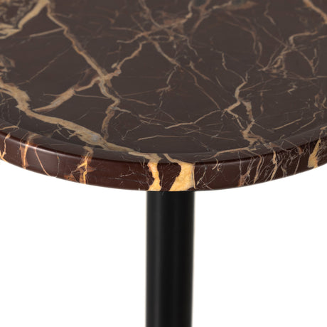 Merlot Marble with Dark Kettle Black Iron | Viola Accent Table | Valley Ridge Furniture