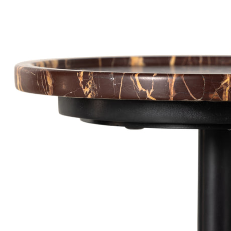 Merlot Marble with Dark Kettle Black Iron | Viola Accent Table | Valley Ridge Furniture
