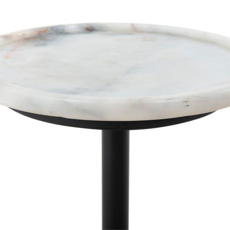 Polished White Marble with Dark Kettle Black Iron | Viola Accent Table | Valley Ridge Furniture