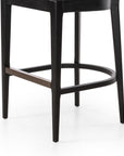 Savile Charcoal Fabric and Brushed Ebony Nettlewood with Brushed Ebony Cane and Brass Kickplate (Bar Height) | Britt Bar/Counter Stool | Valley Ridge Furniture