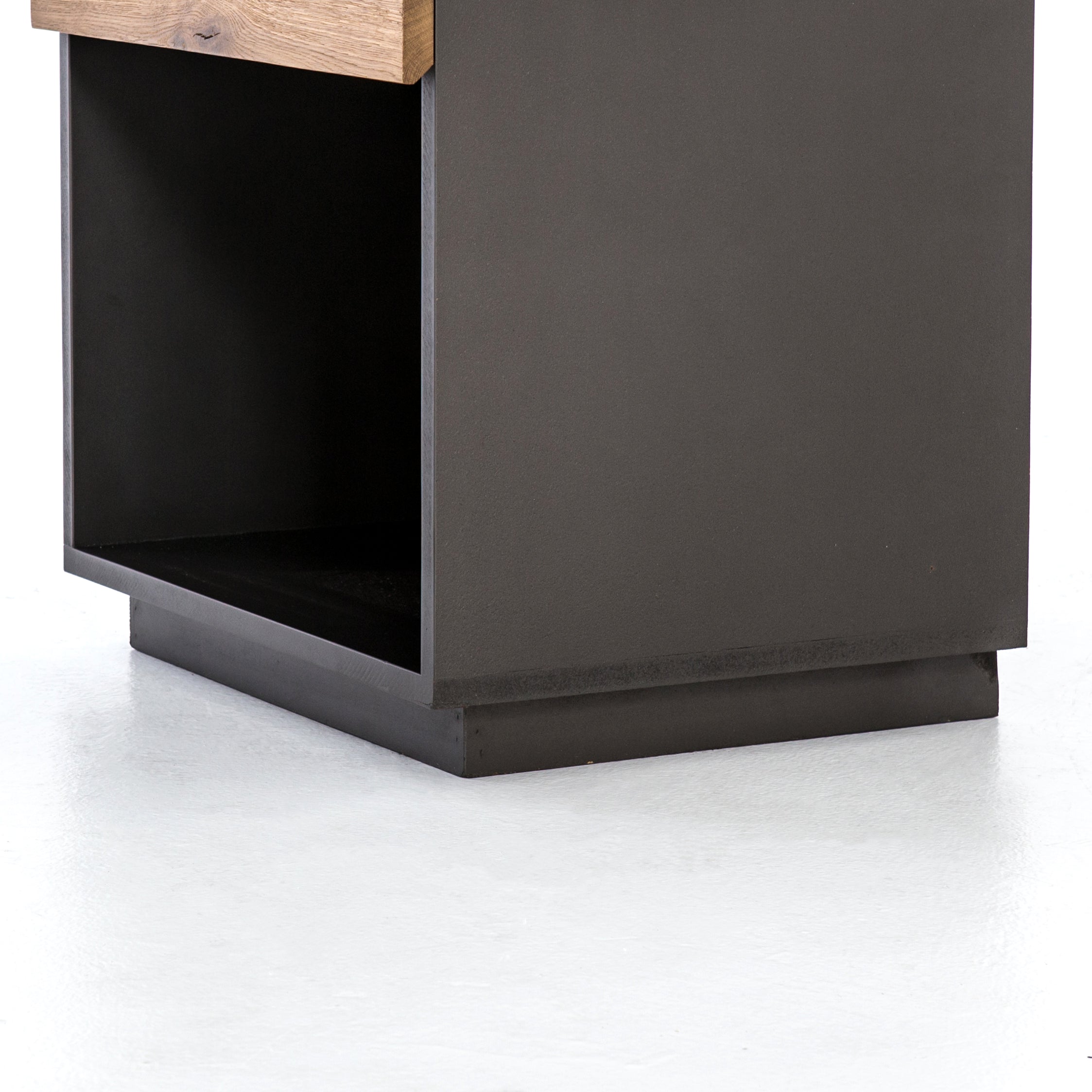 Grey Lacquer Hardwood &amp; White Marble with Dark Smoked Oak | Holland Nightstand | Valley Ridge Furniture