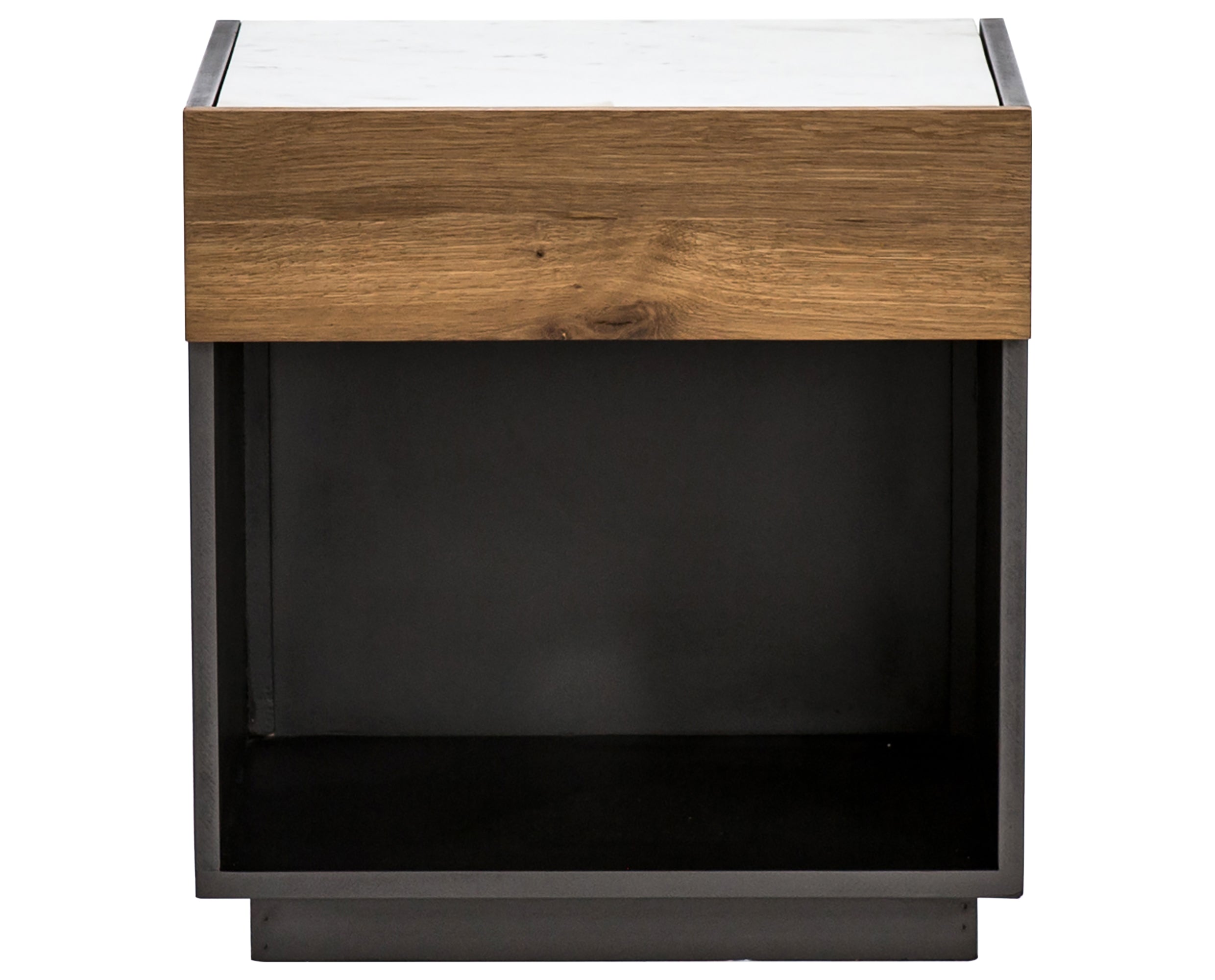 Grey Lacquer Hardwood & White Marble with Dark Smoked Oak | Holland Nightstand | Valley Ridge Furniture