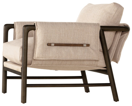 Alcala Wheat Fabric & Sable Parawood with Brushed Silver Stainless Steel | Harrison Chair | Valley Ridge Furniture