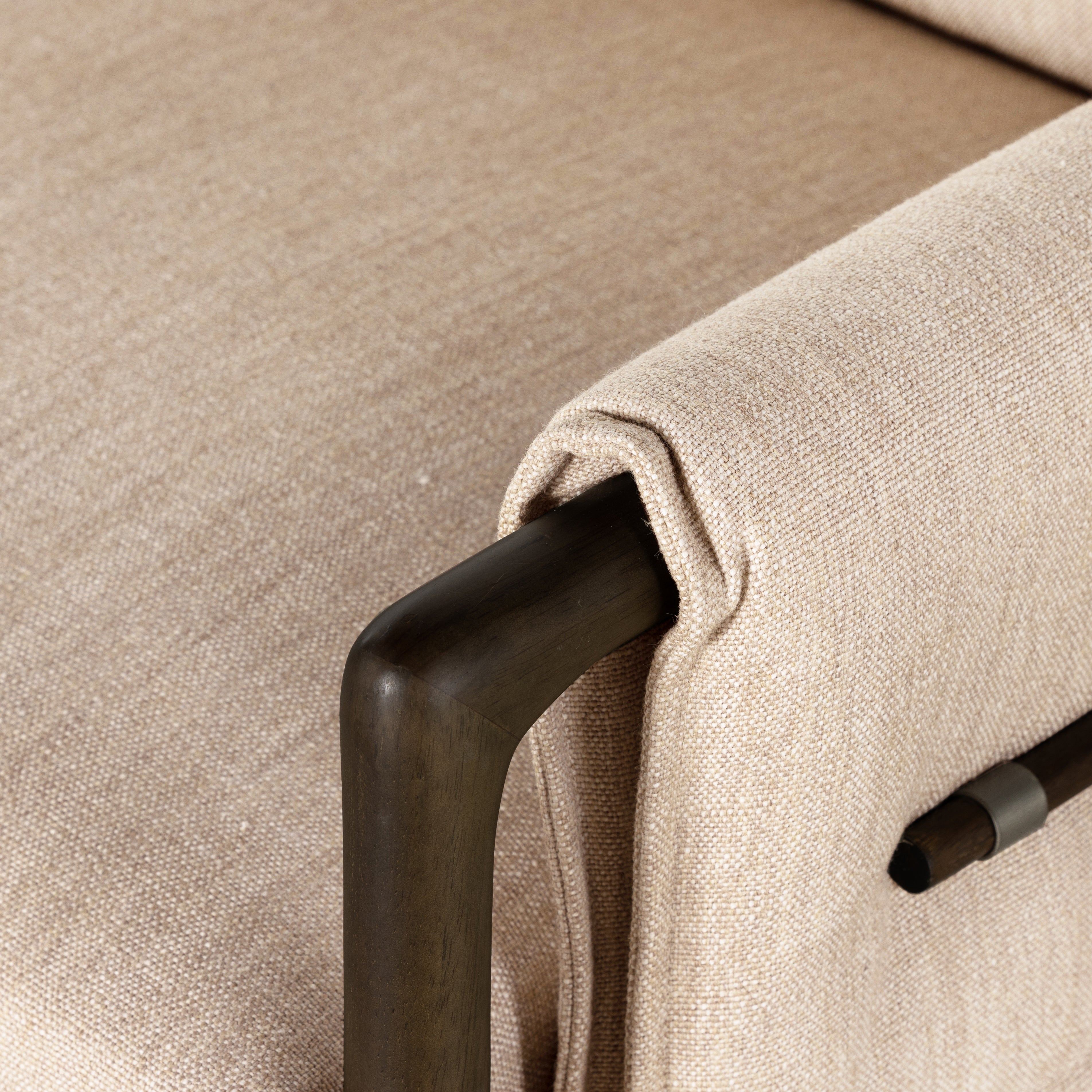 Alcala Wheat Fabric &amp; Sable Parawood with Brushed Silver Stainless Steel | Harrison Chair | Valley Ridge Furniture