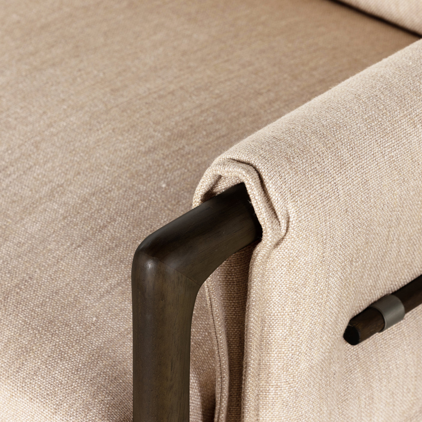 Alcala Wheat Fabric & Sable Parawood with Brushed Silver Stainless Steel | Harrison Chair | Valley Ridge Furniture