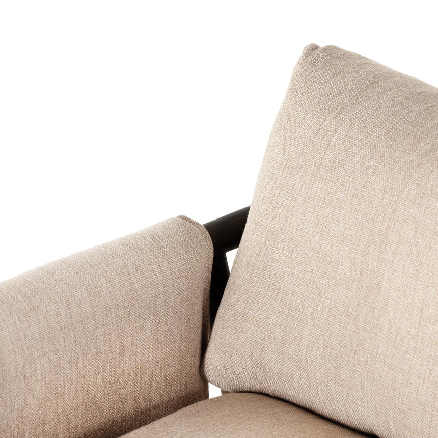 Alcala Wheat Fabric & Sable Parawood with Brushed Silver Stainless Steel | Harrison Chair | Valley Ridge Furniture