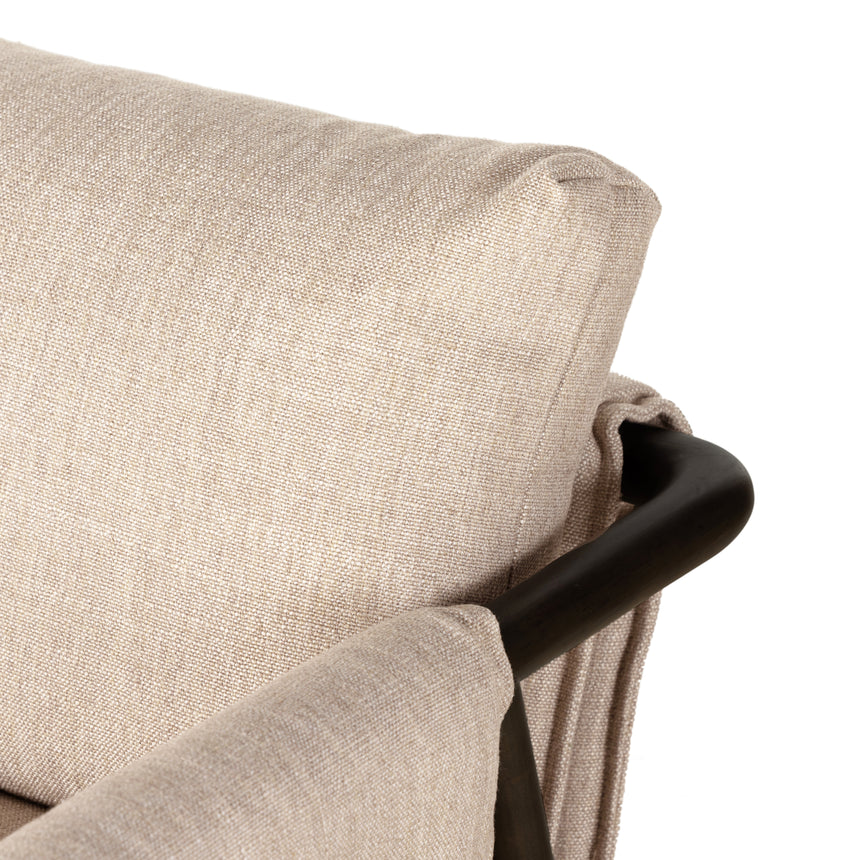 Alcala Wheat Fabric & Sable Parawood with Brushed Silver Stainless Steel | Harrison Chair | Valley Ridge Furniture