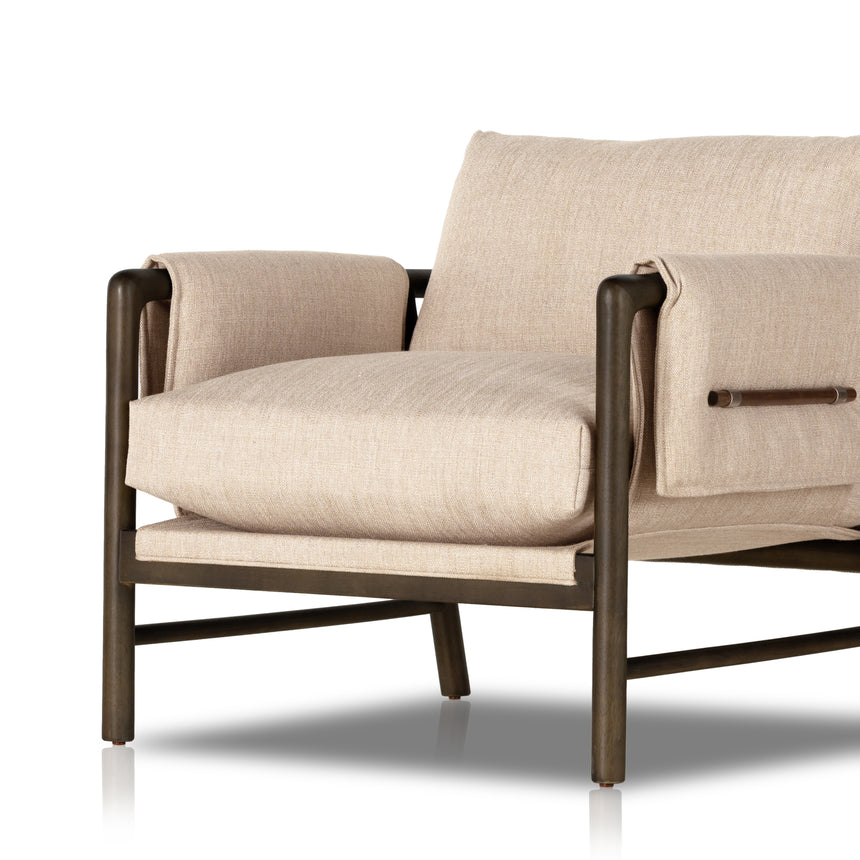 Alcala Wheat Fabric & Sable Parawood with Brushed Silver Stainless Steel | Harrison Chair | Valley Ridge Furniture