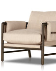Alcala Wheat Fabric & Sable Parawood with Brushed Silver Stainless Steel | Harrison Chair | Valley Ridge Furniture
