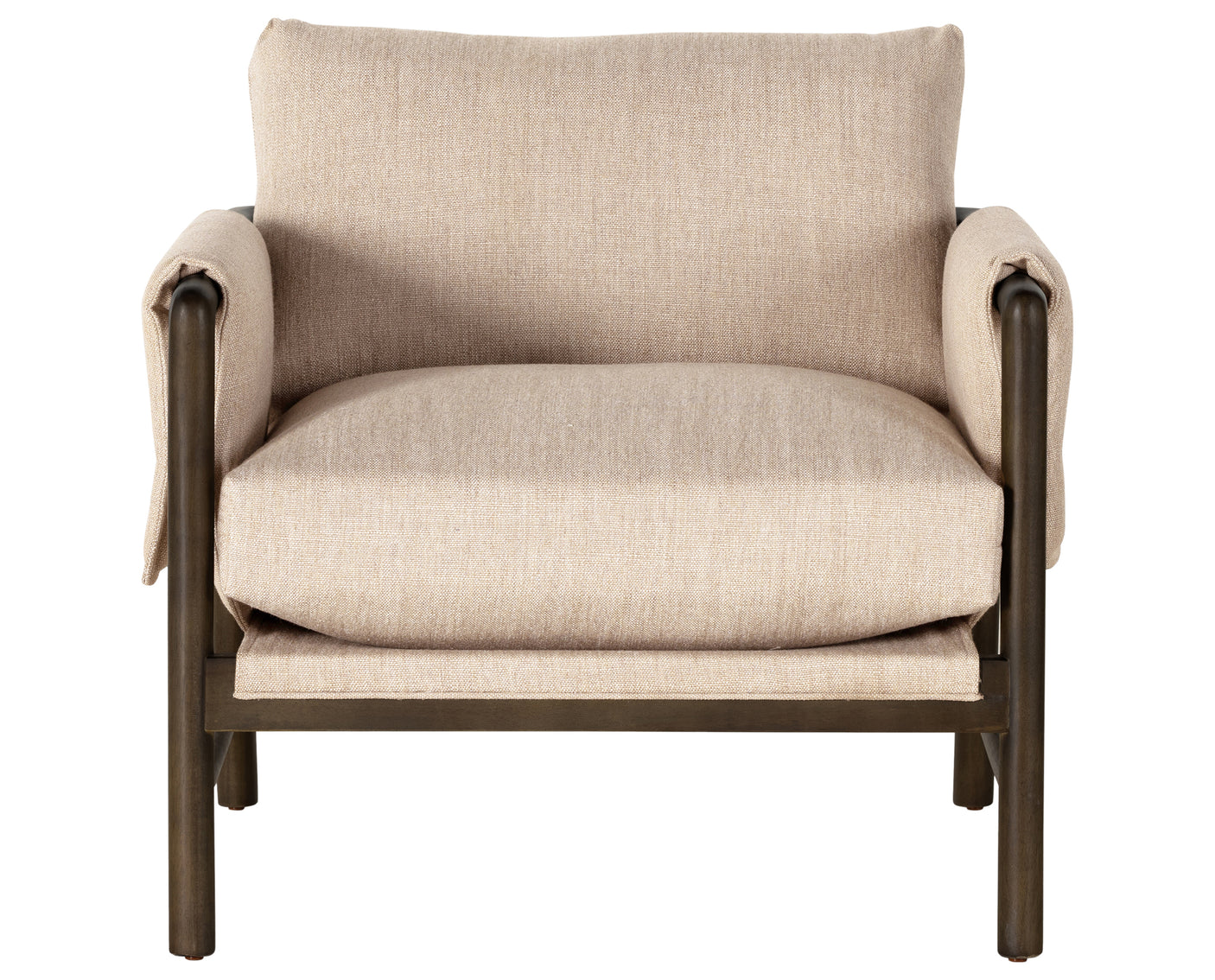 Alcala Wheat Fabric & Sable Parawood with Brushed Silver Stainless Steel | Harrison Chair | Valley Ridge Furniture