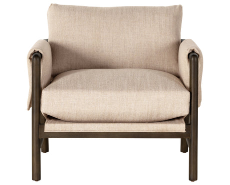 Alcala Wheat Fabric & Sable Parawood with Brushed Silver Stainless Steel | Harrison Chair | Valley Ridge Furniture